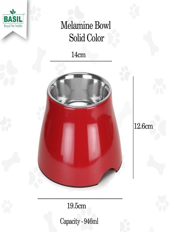 BASIL Stainless Steel Food Water Feeding Bowls (Elevated Bowl Red Color) for Bigger Ears Pets, Dogs, Puppy,19 cm,H_12 cm,W_19 cm, Small - Image 5